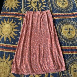 Love Fire Women Y2K 90s Pink Floral Pleated Elasticized-Waist Midi Skirt Size M